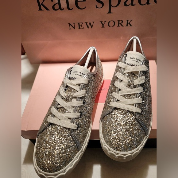 Kate Spade Silver Glitter Sneakers - Picture 4 of 4